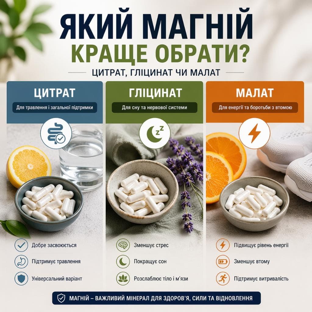 Який магній краще обрати: цитрат, гліцинат чи малат?