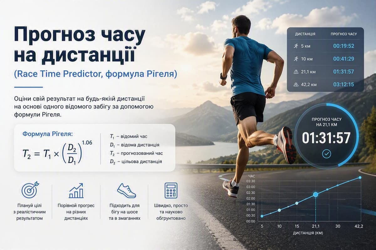 Прогноз часу на дистанції за формулою Ріґеля