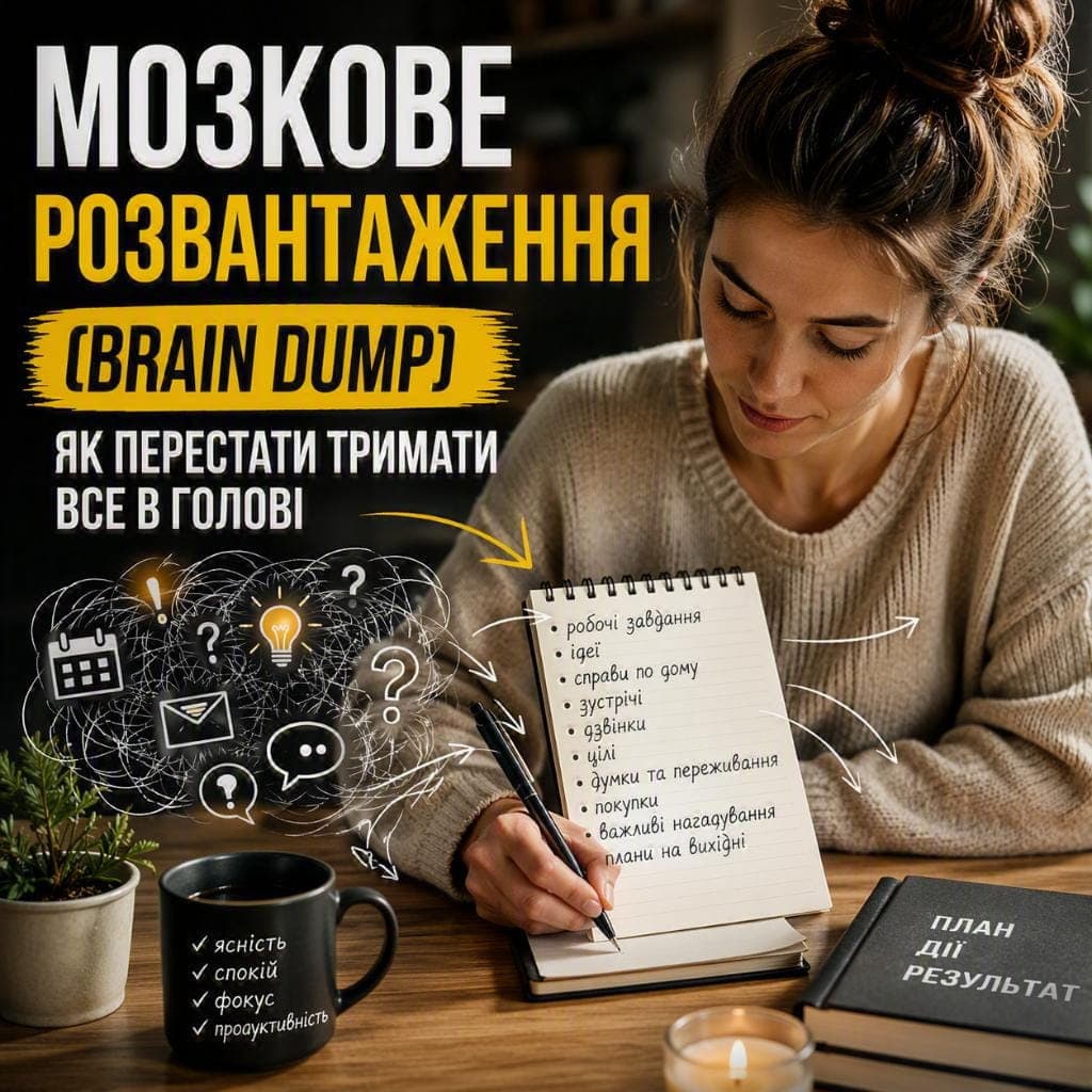 Техніка «Мозкове розвантаження» (Brain Dump): як перестати тримати все в голові