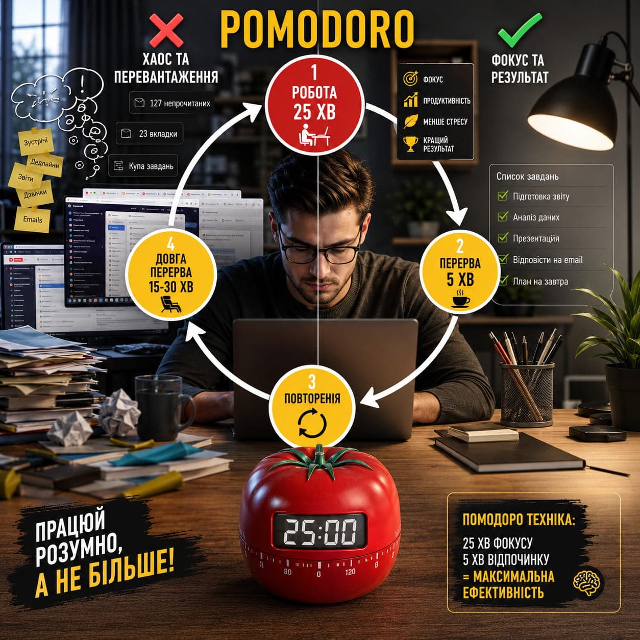Метод «Pomodoro» і психічна втома: чому він допомагає працювати ефективніше
