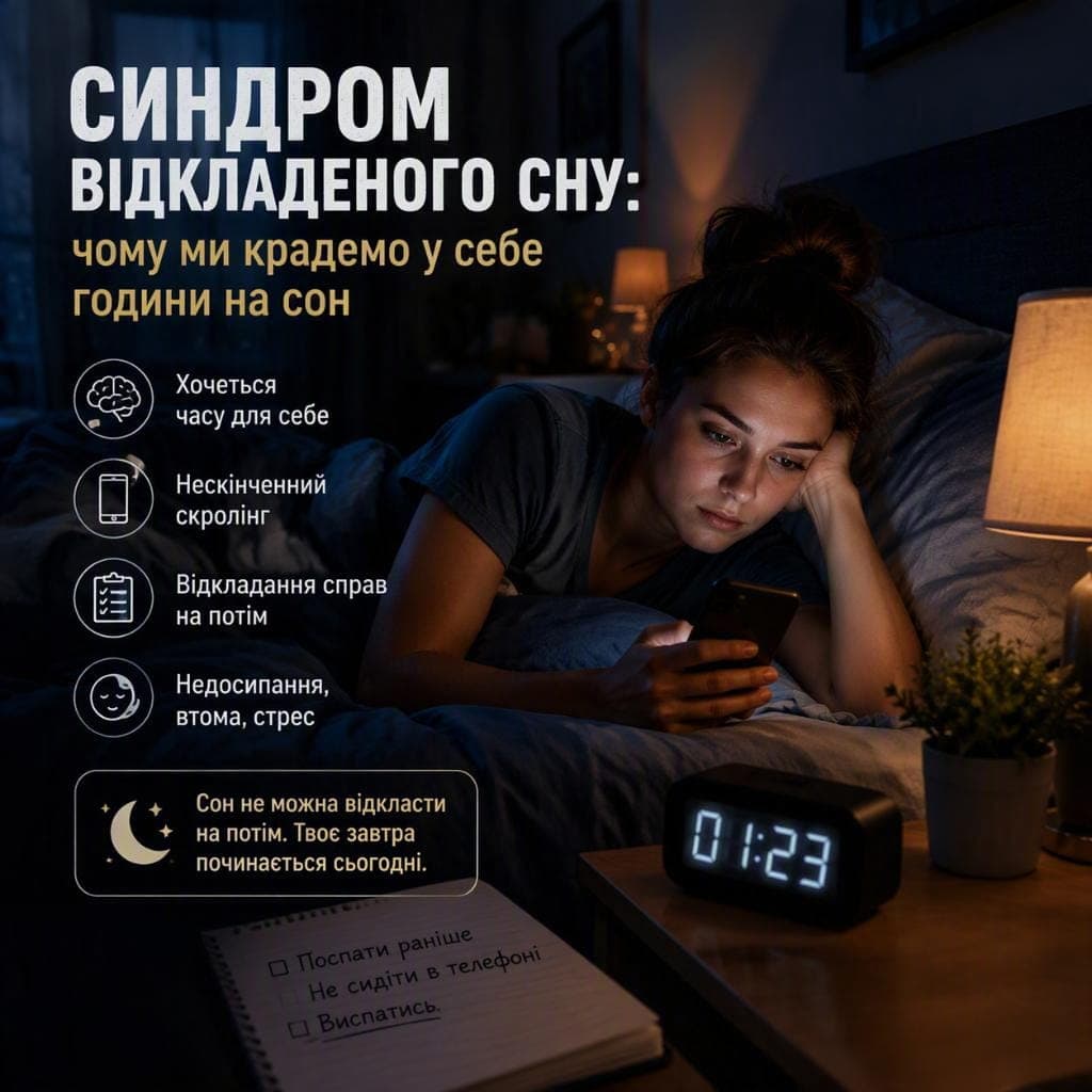Синдром відкладеного сну (revenge bedtime procrastination)