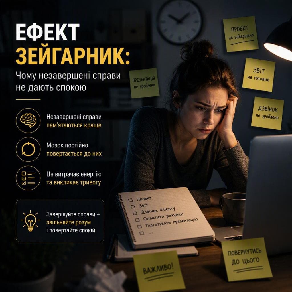 Ефект Зейгарник: чому незавершені справи не дають спокою