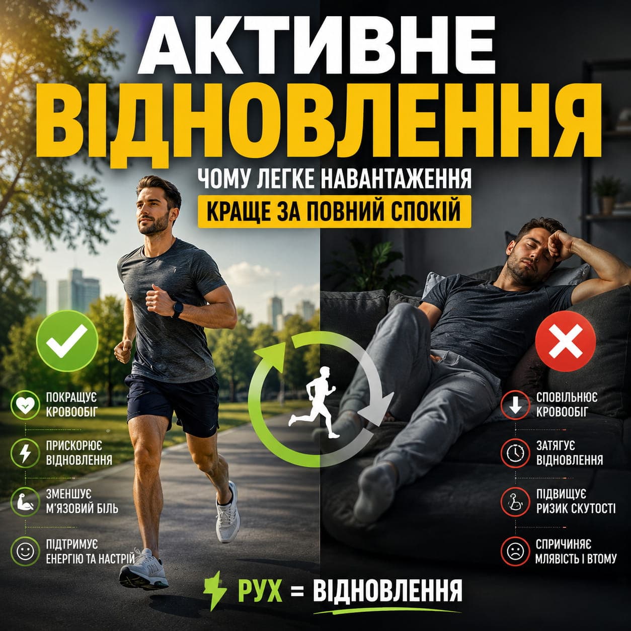 Активне відновлення: чому легке навантаження краще за повний спокій