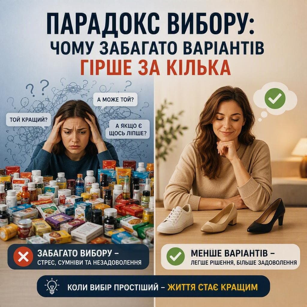Парадокс вибору: чому забагато варіантів гірше за кілька