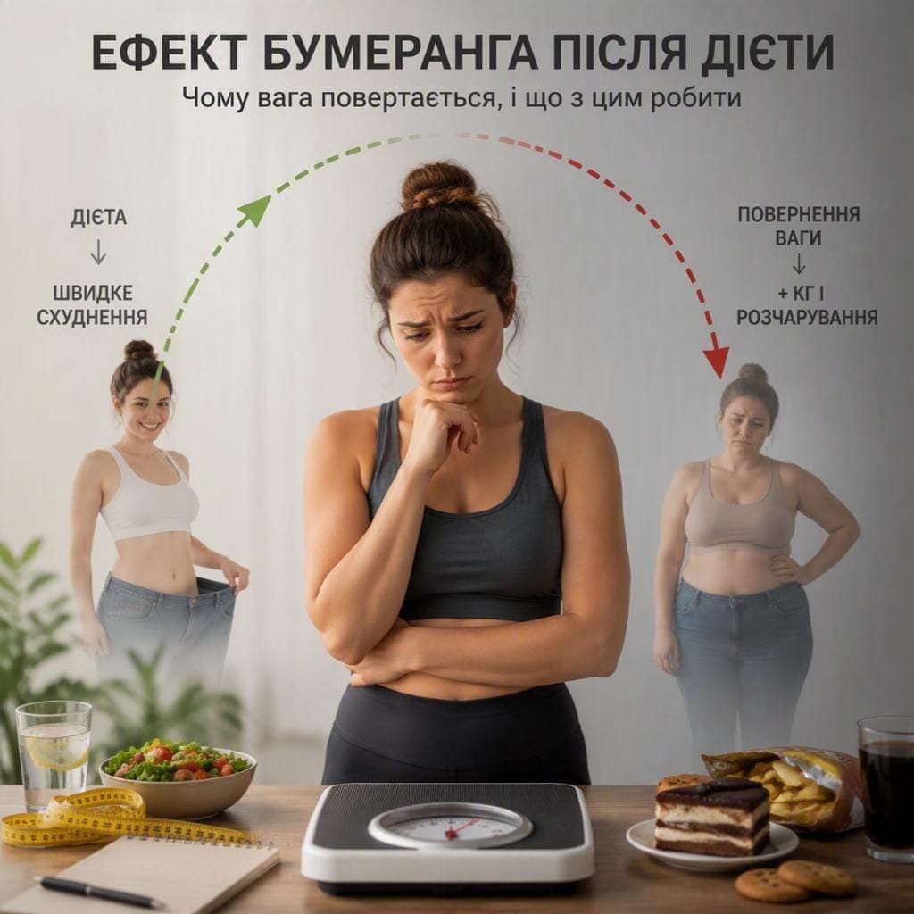 Ефект бумеранга після дієти: чому вага повертається, і що з цим робити