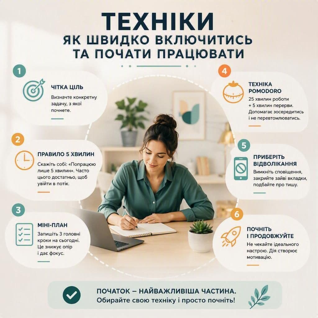 Техніки як швидко включитись та почати працювати