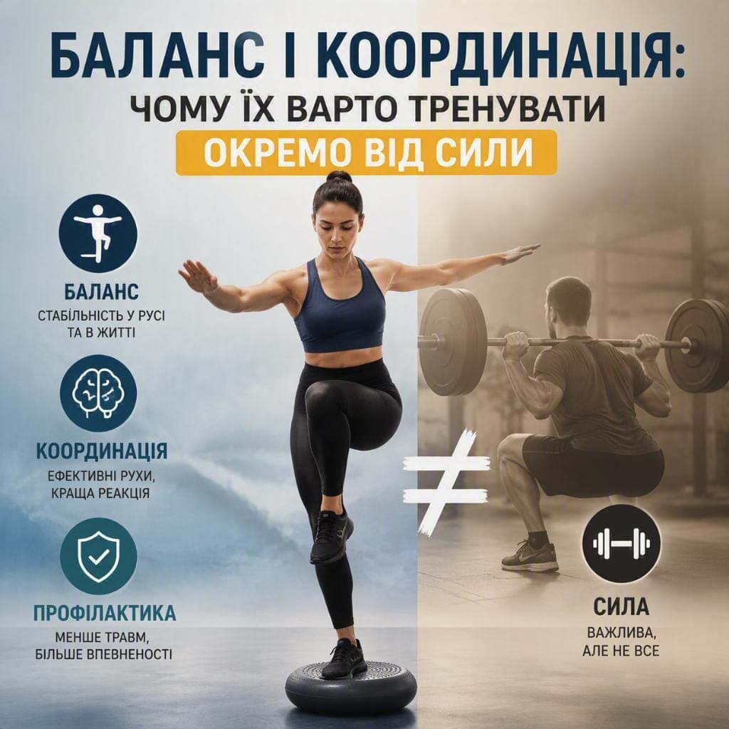 Баланс і координація: чому їх варто тренувати окремо від сили