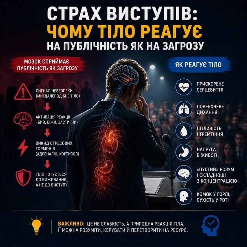 Страх виступів: чому тіло реагує на публічність як на загрозу