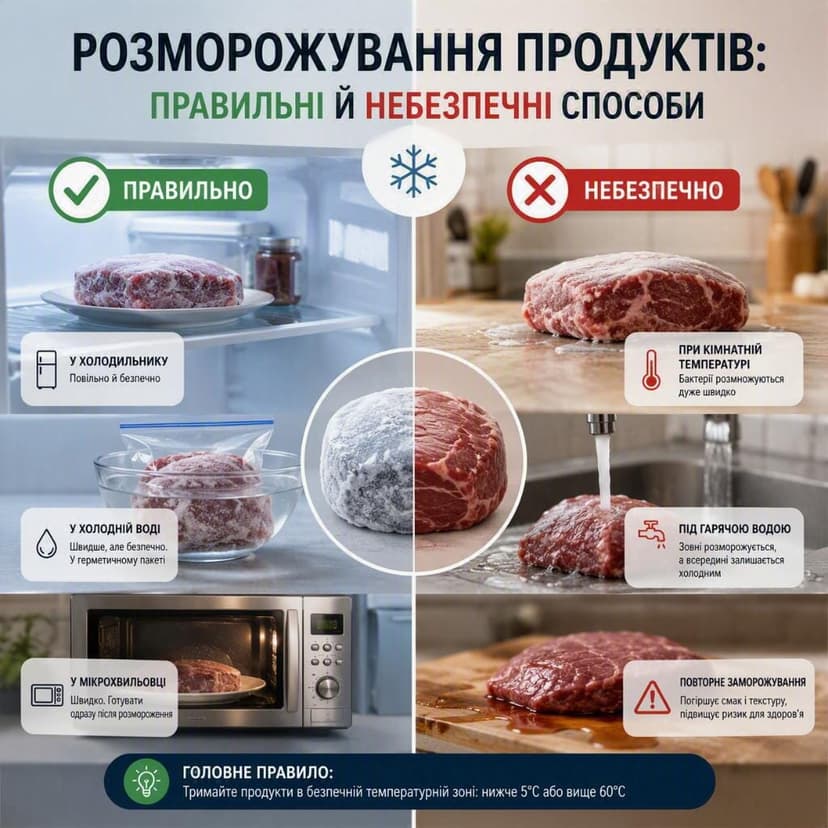 Розморожування продуктів: правильні й небезпечні способи
