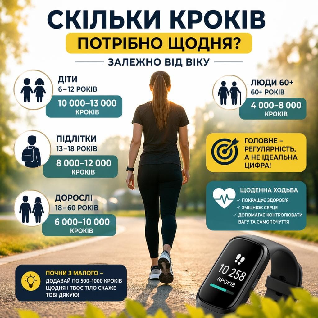 Скільки треба кроків в день в залежності від віку