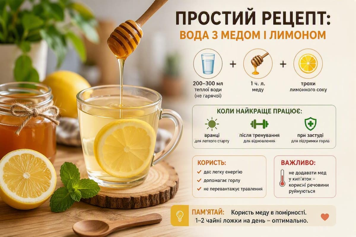 Мед з лимоном та теплою водою