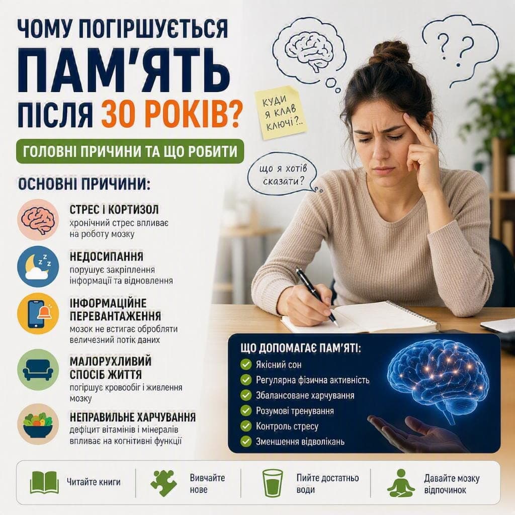 Чому погіршується пам'ять після 30 років